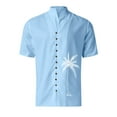 thumbnail image 2 of Camisas De Franela Para Hombre Camisa de vacaciones en la playa Camisa de cuello con botones en los puños para hombre (Blue, M), 2 of 4