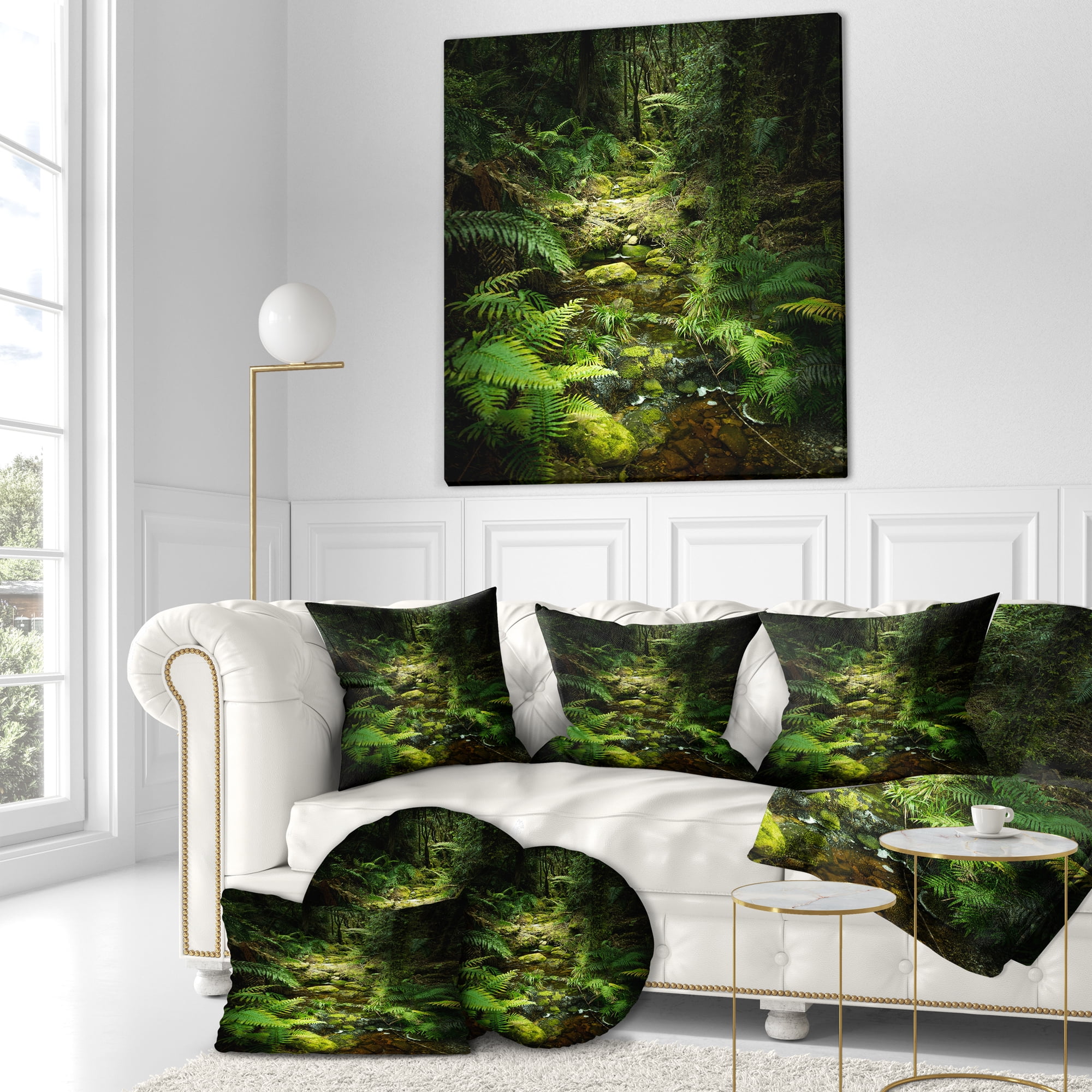 Designart Green Forest of New Zealand - Landscape Photo Throw Pillow - 16x16
