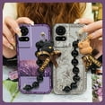 thumbnail image 2 of LYM-Phone Case For TCL 50LE/T510SPP, protective case Simplicity Skin-friendly feel Dirt-resistant Black pearl pendant silicone soft case Waterproof Bear bracelet Anti-knock Cartoon cute, 2 of 9