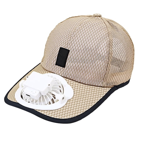 LWVITH Solar Fan Hat USB Rechargeable Cooling Cap with 1000mAh Battery Breathable Mesh Sun Protection Headwear Adjustable Brim for Outdoor Fishing Hiking Gardening Summer Gift for Men Women