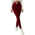 thumbnail image 4 of Lumtrix High Waisted Yoga Leggings for Women Elastic Waist Ribbed Knit Casual Long Pants Tights Soft Warm Lounge Pants Wine S, 4 of 7