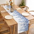 thumbnail image 3 of Table Runner 72 Inches Long for Kitchen Dining, Eucalyptus Leaves Dresser Scarf Farmhouse, Dining Table Decorations for Wedding/Parties, Navy Blue Summer Botanical Weeping 13 x 72 In, 3 of 8