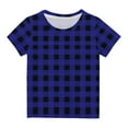 thumbnail image 4 of CHEEREAM Girls' Boys' Short Sleeve Shirts Kids Crewneck Plaid T-Shirts Summer Tops Basic Tees 3-14 Years, 4 of 5
