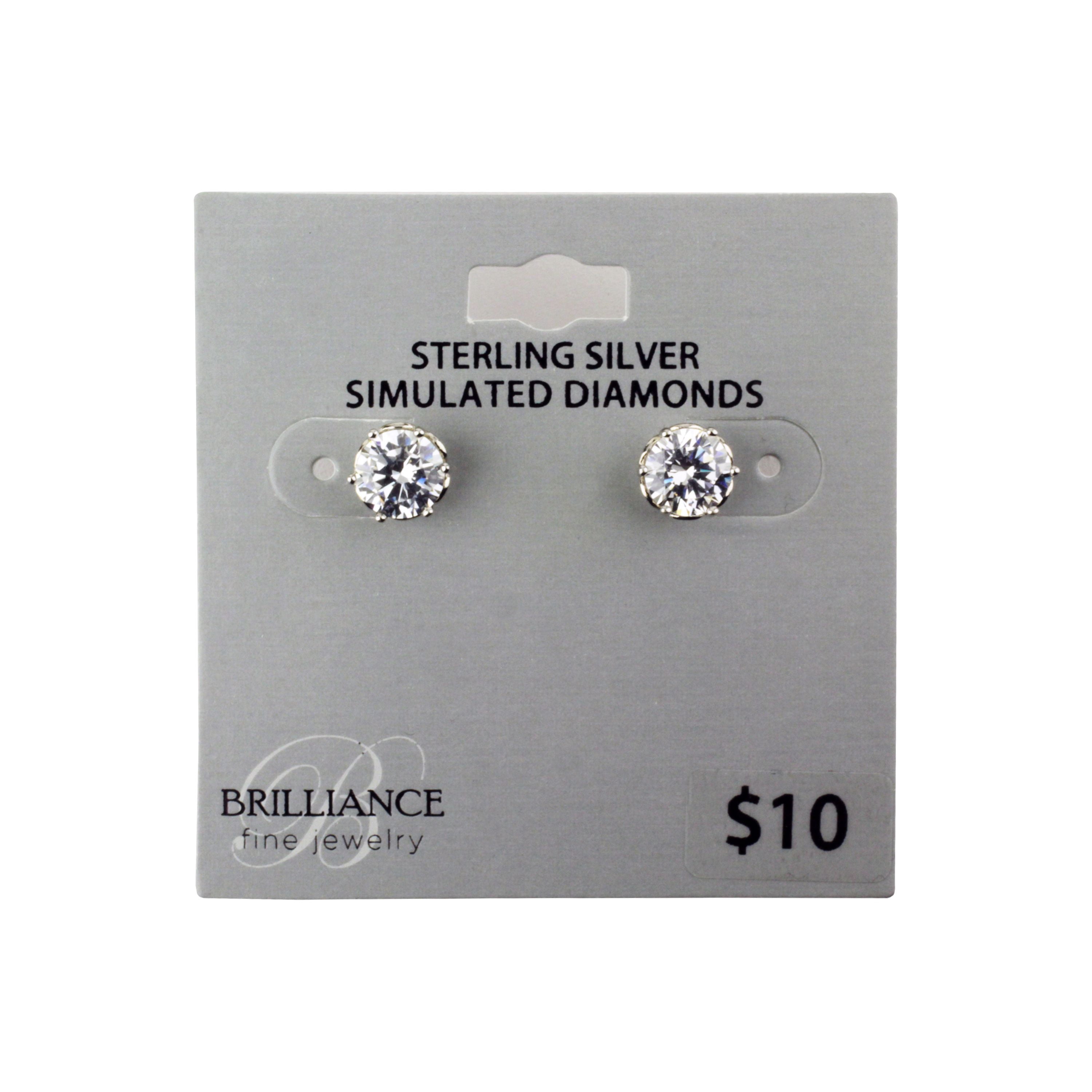 Brilliance Fine Jewelry Women's Simulated Diamond Flower Set Studs in Sterling Silver