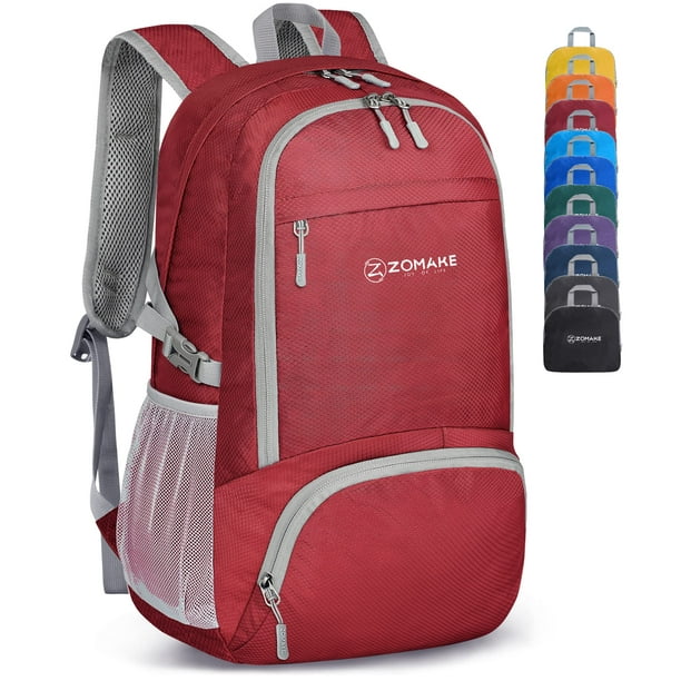 Mochila ZOMAKE ligera y plegable 30 L resistente al agua roja