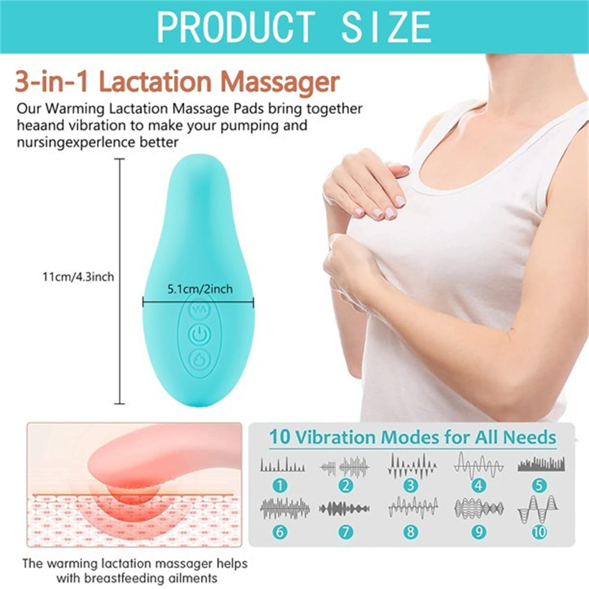 Warming Lactation Massager for Breastfeeding, Breast Warmer for Pumping,  Nursing, Heat and Vibration Support for Clogged Milk Ducts Improve Milk  Flow