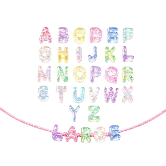 26PCS Bubble Letter Beads with Large Horizontal Holes | Acrylic & Metallic Alphabet Beads for Jewelry Making, DIY Keychains Bag Charms Bracelet Necklace Craft Supplies