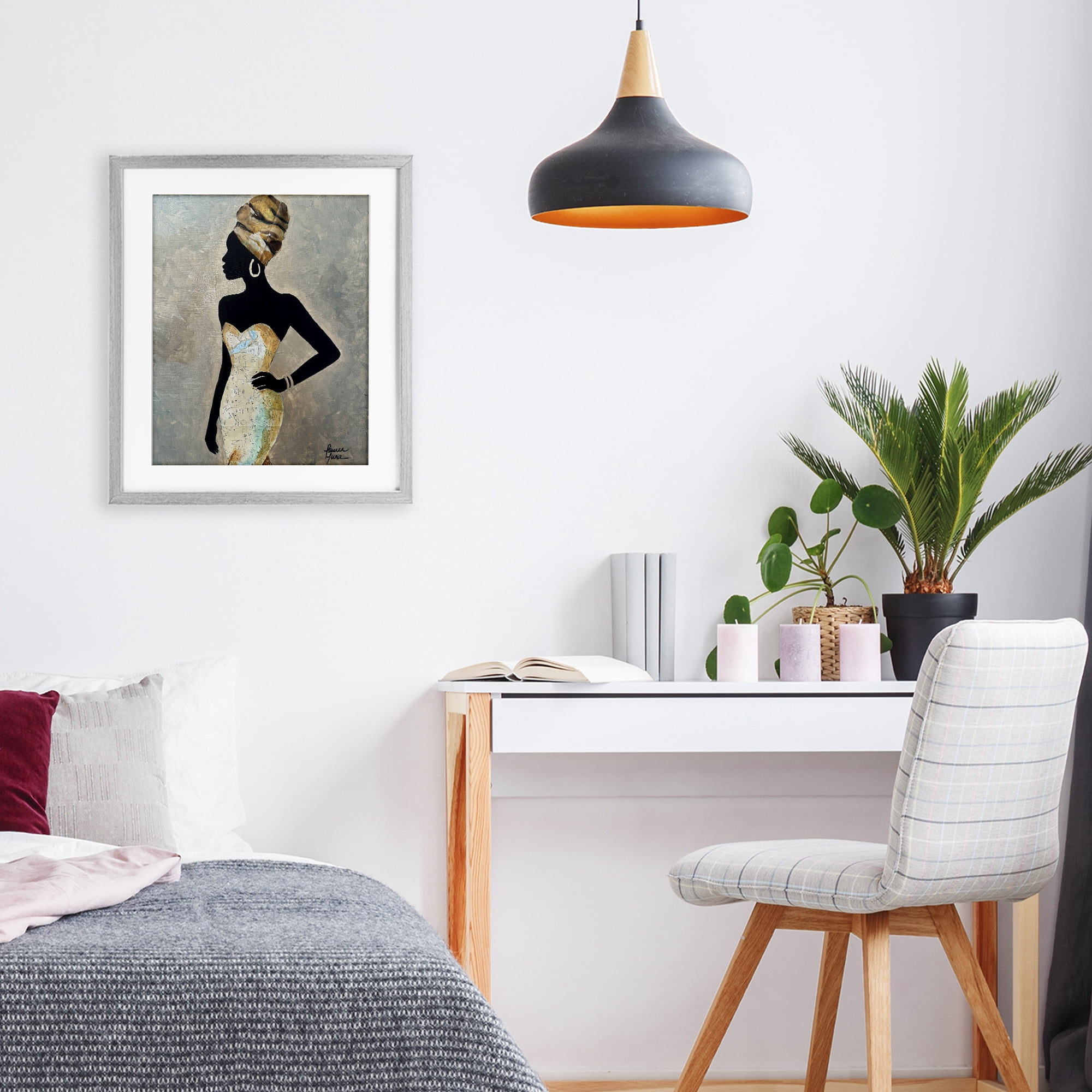 Stupell Industries Motherland Muse Fashion Portrait Gray Framed Print Under Glass, design by Lauren Luna