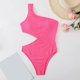 thumbnail image 5 of WILLBEST Trajes de Baño Mujer Natacion Mujer Color Sólido Volante Sexy Un Hombro Cintura Recorte Bikini Traje de Baño, 5 of 8