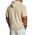 thumbnail image 4 of Mens Short Sleeve Hoodie Loungewear Oversized Hoodie Shirt with Pocket Beige S, 4 of 8