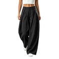 thumbnail image 2 of BRELIL Women's High Waisted Wide Leg Sweatpants Flowy Casual Loose Palazzo Pants Trousers Fall Winter Outfits Streetwear Workout, Black S, 2 of 7