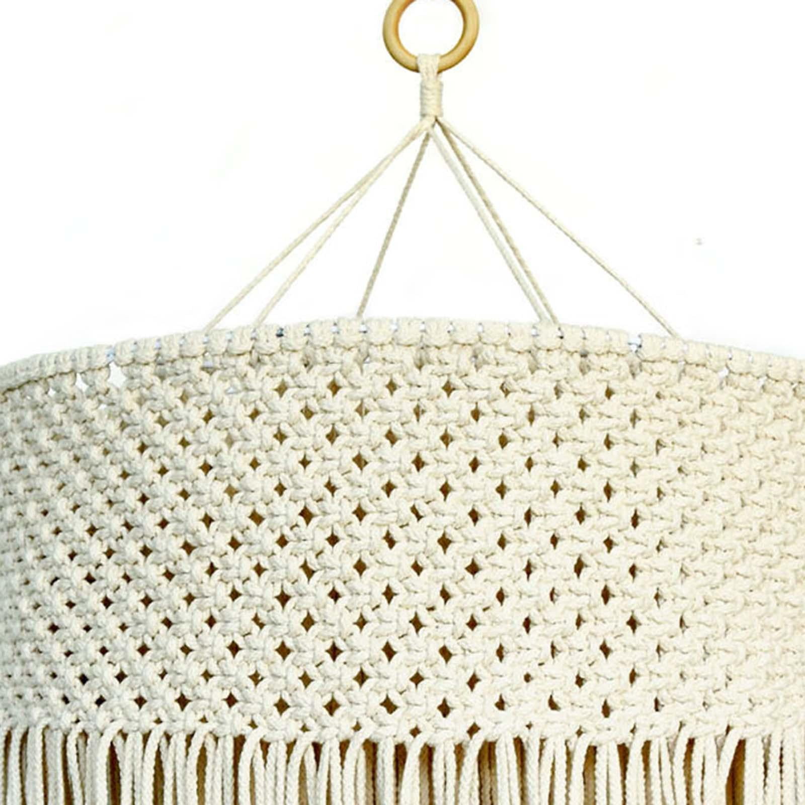 Macrame Lamp Shade Tassel Lamp Shade Light Cover Hand Woven Bohemian Boho Nordic Pendant Light Shade Only Lampshade for Home Bedroom Office 35cmx45cm