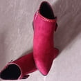 thumbnail image 3 of Red Women'S Casual Boots With A Solid Heel And Bow Decoration Perfect For Cool Climate Outings Thick Soled For Comfort And Versatile Usage, 3 of 9