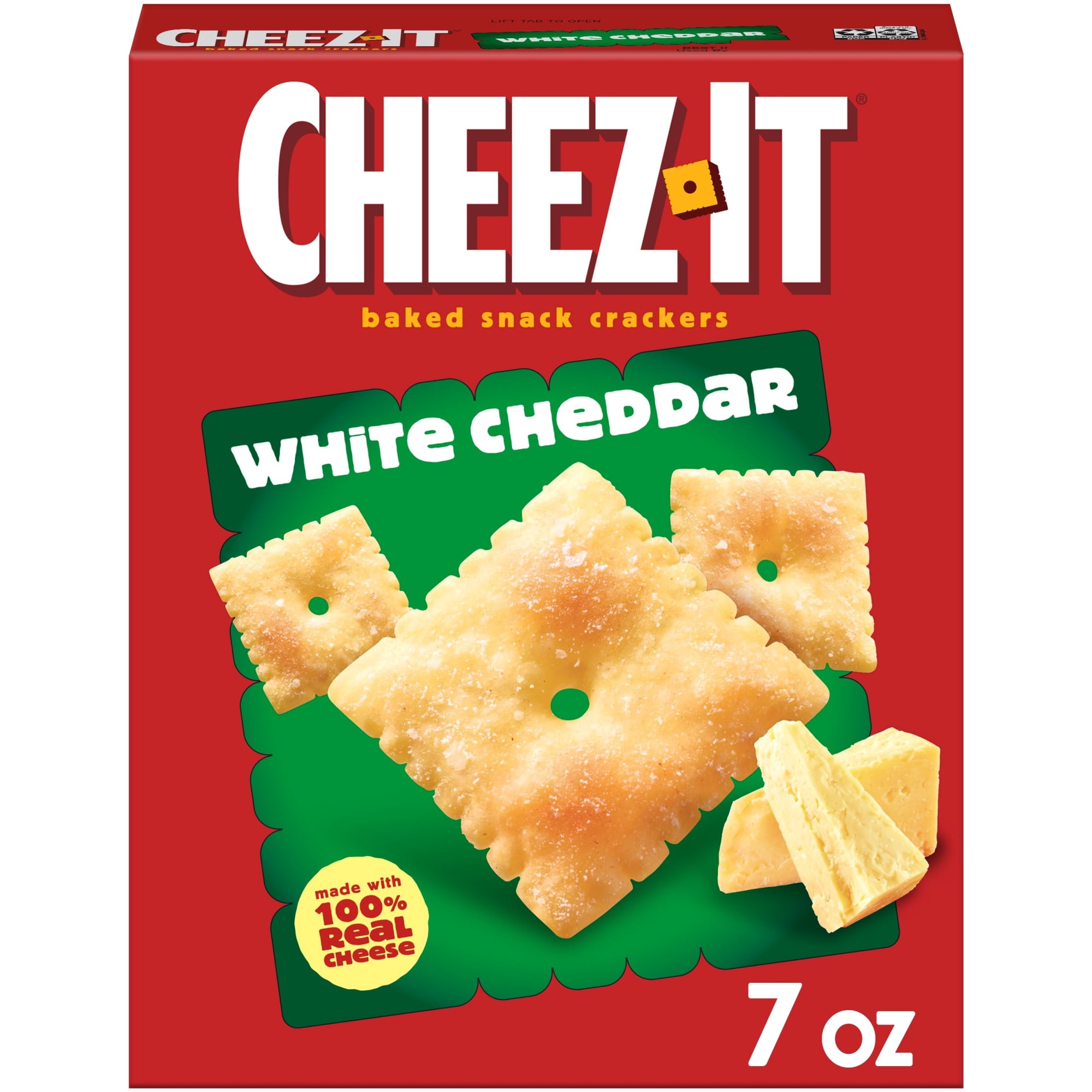 Cheez-It White Cheddar Baked Snack Crackers, Lunch Snacks, 7 oz