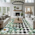 thumbnail image 3 of Large Area Rugs for Living Room Bedroom, Green Eucalyptus Leaves 6'x9' Rug Washable Carpet Runner Indoor Outdoor, Daisy Floral Non Slip Floor Mats Rug for Kitchen, Playroom, 3 of 8