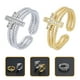 thumbnail image 3 of 2 anillos cruzados con diamantes de imitación, anillos abiertos ajustables, anillos para dedo para mujer, 3 of 7