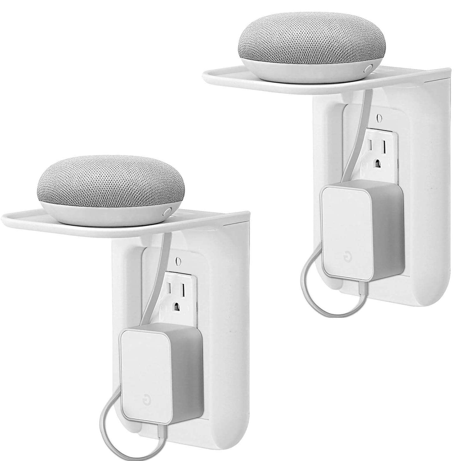 2 Pack White Wall Outlet Shelf Holds Up to 10lbs