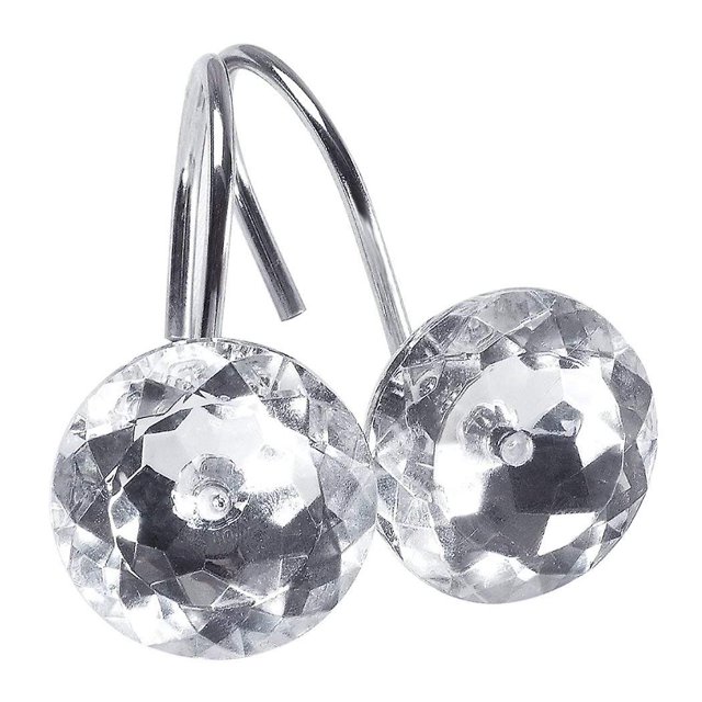 Cortina de ducha Bling Ganchos Anillos Acrílico Baño Juego de 12 anillos Afortunado Sencillez