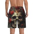 thumbnail image 3 of Kdxio Classical Rose Crown Skull Pattern Mens Casual Shorts - Drawstring Summer Beach Sports Shorts for Men, 3 of 5