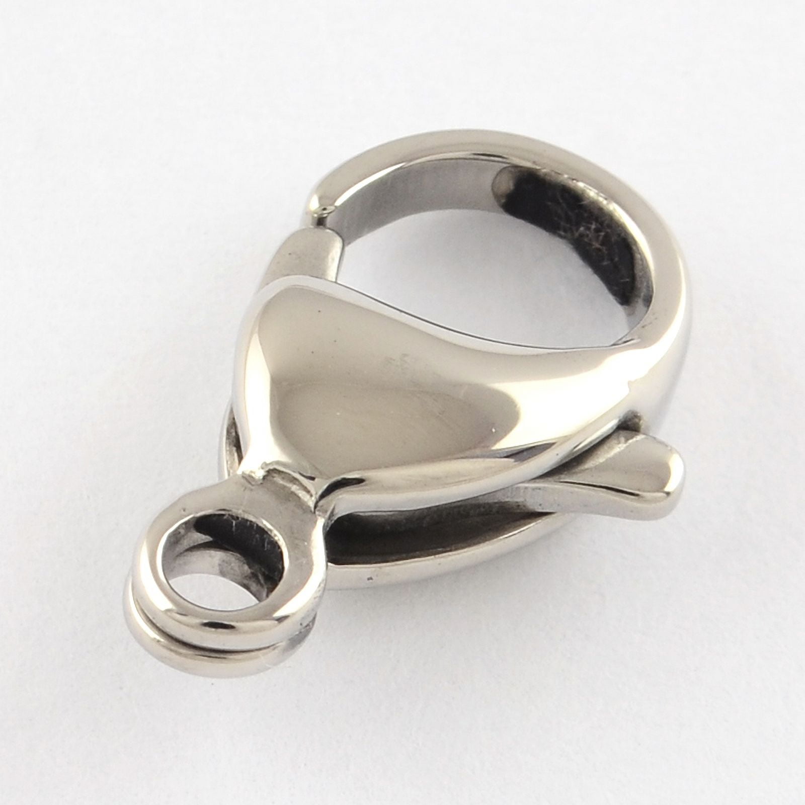 50pcs Tarnish Resistant Polishing 316 Surgical Stainless Steel Lobster Claw Clasps Stainless Steel color 19x12x5mm Hole: 2.3mm