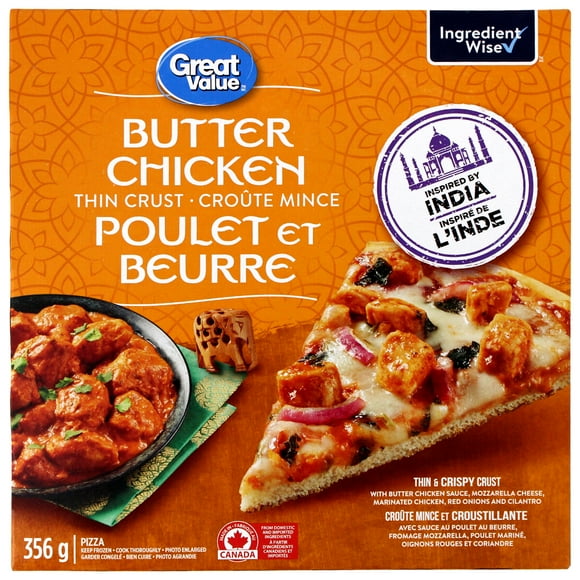 Pizza à croûte mince Poulet au beurre Great Value 356&nbsp;g