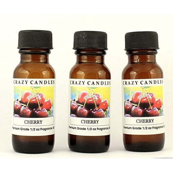 Cherry 3 Bottles 1/2 FL Oz Each 15ml Premium Grade Scented Fragrance Oil by Crazy Candles
