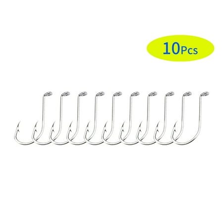 Right Fish - 10Pcs Stainless Steel Fishing Hook Right Angle Barbed Saltwater Freshwater Fish Hooks