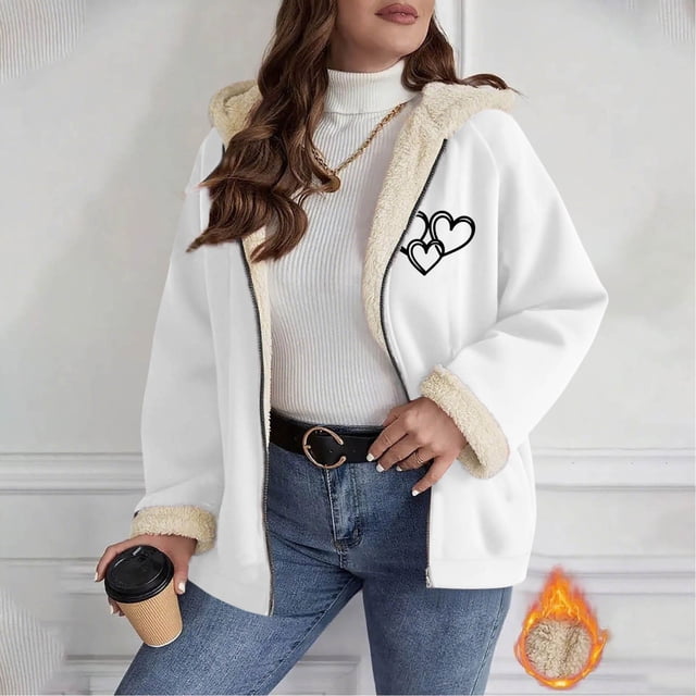 Ailaofu Women's Plus Rope Detail Oversized Hoodie Sherpa Zip Up Jacket