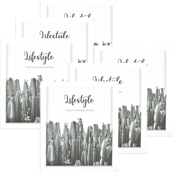 ArtMaison 8" X 10" MDF Wood Photo Frame, Gallery Wall Picture Frame Set of 6 - White