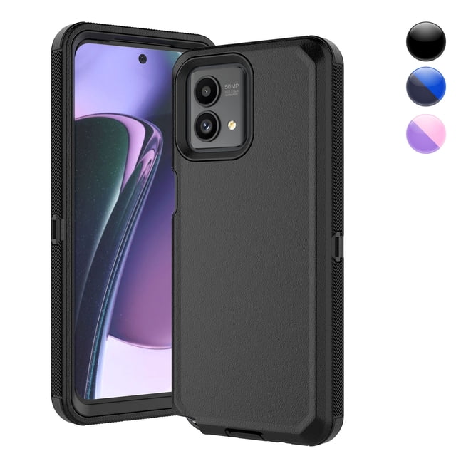 For Moto G Stylus 2023 5G Case,Sturdy Phone Case for Motorola G Stylus 2023 6.5", Full-Body Shockproof Protection Hard Plastic & Shock Absorption Rubber Rugged Bumper 3-in-1 Case Cover - Black