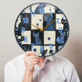 thumbnail image 6 of Yayeee Wall Clock Battery Operated 9.5" Silent Quartz Non-Ticking for Living Room Decor, Black and Blue Cat, 6 of 8
