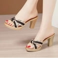 thumbnail image 5 of Nrmvnmi Women High Heels Slides Open Pointed Toe Summer Crisscross Band Platform Heeled Sandals Pumps Gold Mothers Day Gifts, 5 of 8