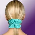 thumbnail image 4 of Velvet Scrunchies Jumbo Size Plush Big Ponytail Holders Thick Braided Locked Hair Big Made in the USA Aqua, 4 of 7