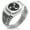 Silver, variant on Stainless Steel Kobayakawa Samurai Crest CZ Ribbed Needle Stripe Pattern Biker Style Polished Ring