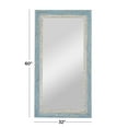 thumbnail image 3 of DecMode 32" x 60" Blue Carved Floral Wall Mirror, 3 of 7