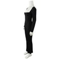thumbnail image 4 of Monos de manga larga para mujer Fernando deportivos cuello cuadrado trajes informales elegantes pantalones acampanados L, 4 of 7