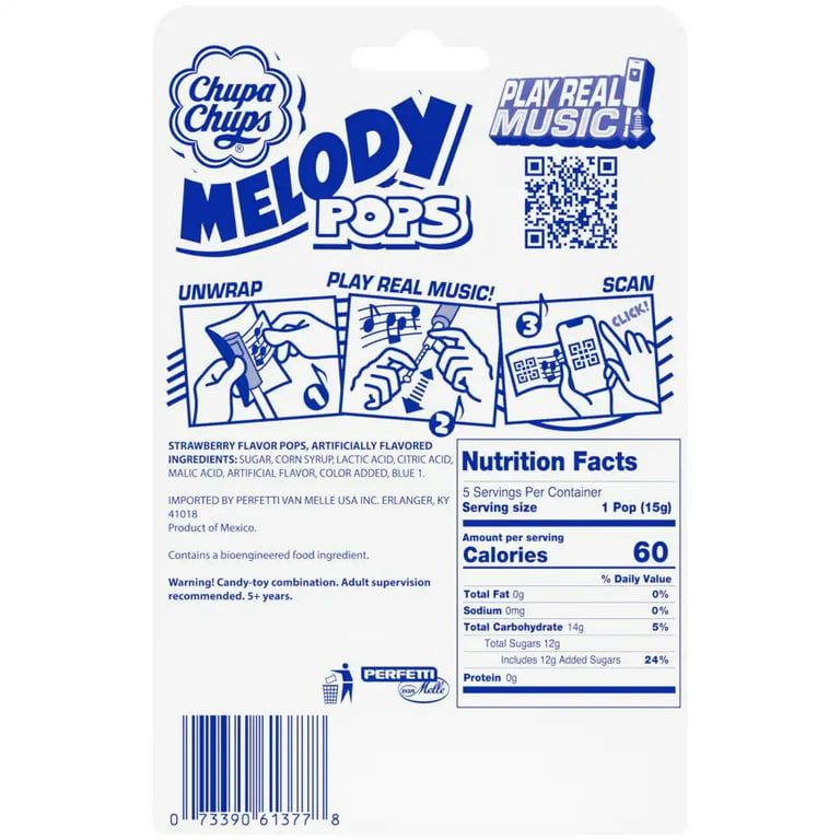 Chupa Chups Melody Pops Strawberry 12G (Pack of 48) - Walmart.com