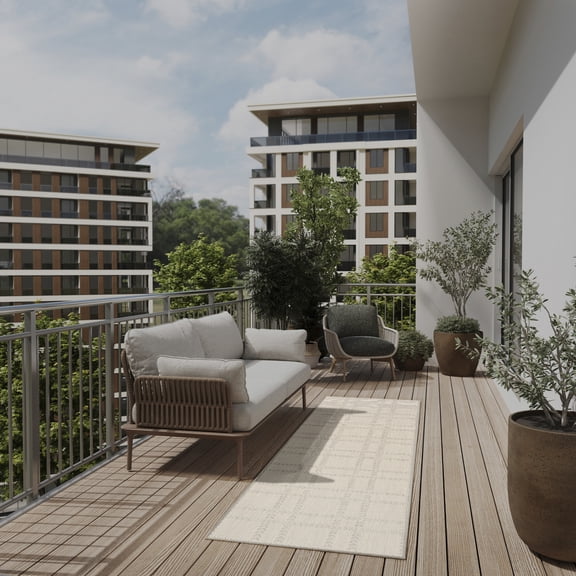 Nourison Horizon Indoor/Outdoor 2'2" x 8' Grey Modern Rug