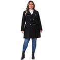 thumbnail image 3 of DARING DIVA Women's Plus Size Winter Pea Coat Double Breasted Notch Lapel 3X Black, 3 of 6