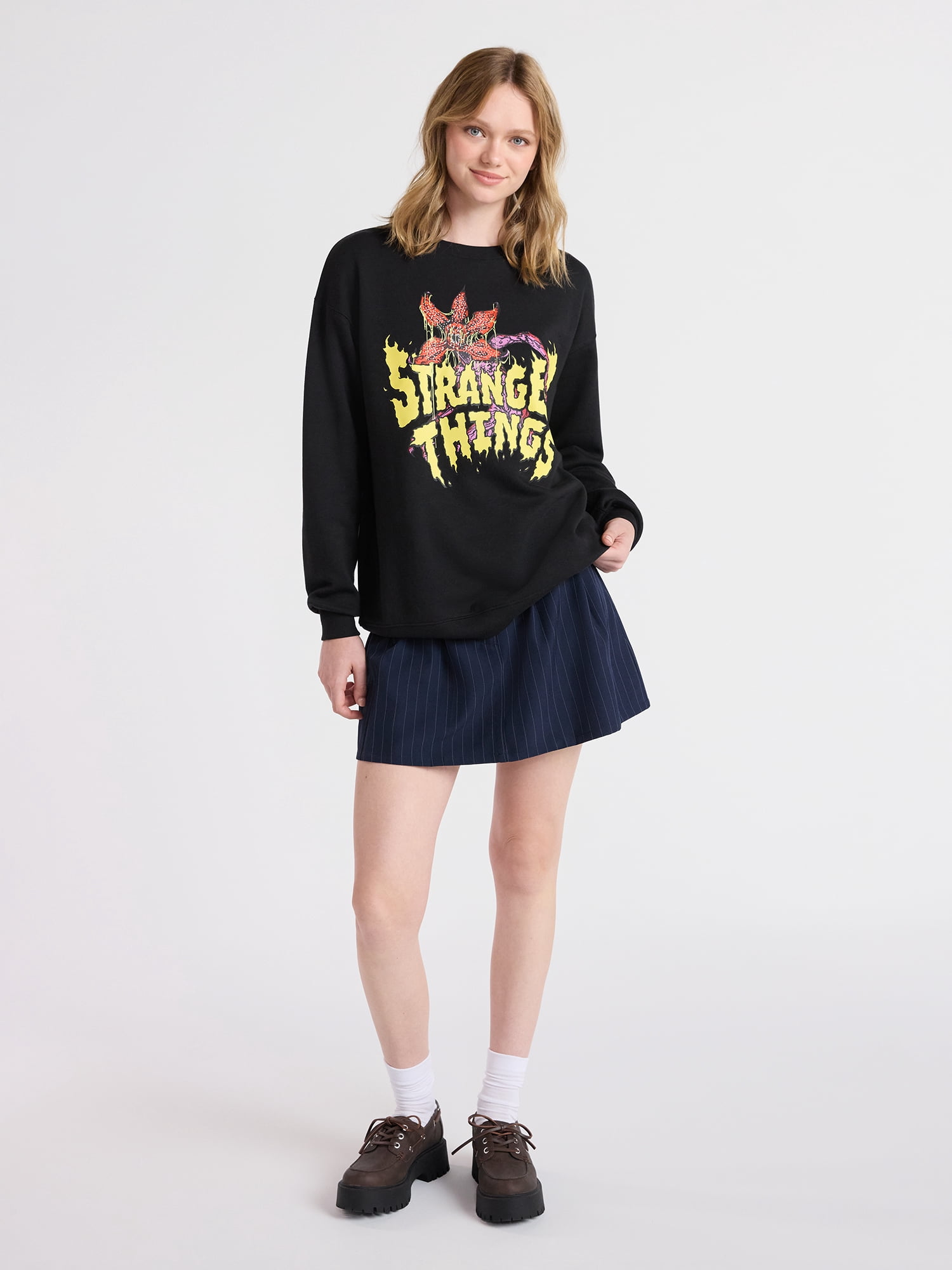 Netflix Stranger Things Oversized Fleece Sweatshirt from No Boundaries, Women’s Plus