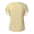 thumbnail image 5 of Alitao Tshirts Shirts Blouses for Women Dressy Casual Womens Casual Fashion Western Fringe Slim Fit T Shirt Short Sleeves Cotton Shirts Summer Tops Khaki L, 5 of 5