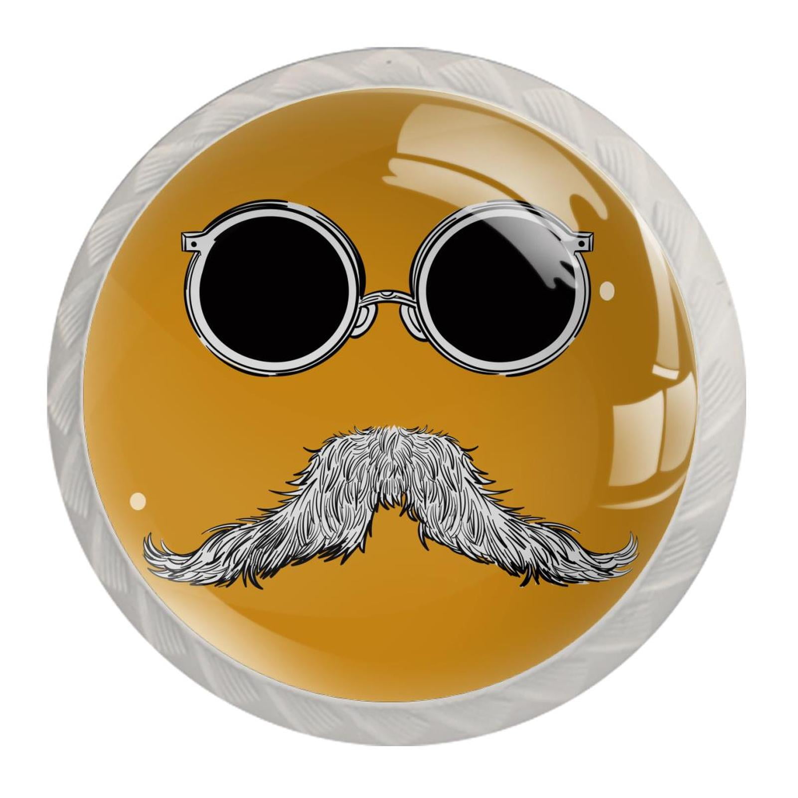 Ownta Mustache Glasses Round Glass Drawer Handles Knobs Pulls With
