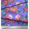 thumbnail image 3 of Soimoi Violet Coton Tissu Cambier Feuilles & Tissu Imprimé Floral 1 Yard 56 Inch Wide, 3 of 3