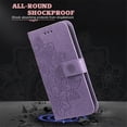 thumbnail image 7 of For Samsung Galaxy S24 Ultra 6.8" Seven Petal Flower Embossed Strong Magnetic Attachment/Closure, Card Slots/Pocket, PU Leather Flip Wallet Case With Hanging Rope,Purple, 7 of 7