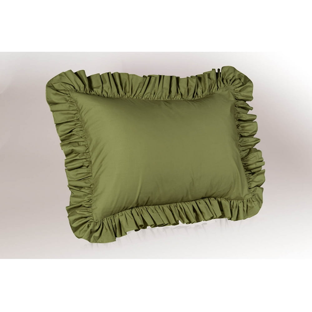 Ruffle Pillow case King Pillow sham (Sage), Ruffle Pillow Cover