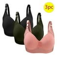 thumbnail image 2 of Olyvenn 3 Pack Wireless Bras for Women,Adjustable Straps Smooth Bras for Women Stripes Full Coverage Bralettes Ultra Comfort T-Shirt Bra Pink 38/85, 2 of 3