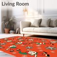 thumbnail image 2 of ODIKA 8'x10' Machine Washable Non-Slip Area Rug, Whimsical Holiday Elves Seasonal Front Door Greeting High Traffic Rug, Red, 502746, 2 of 7