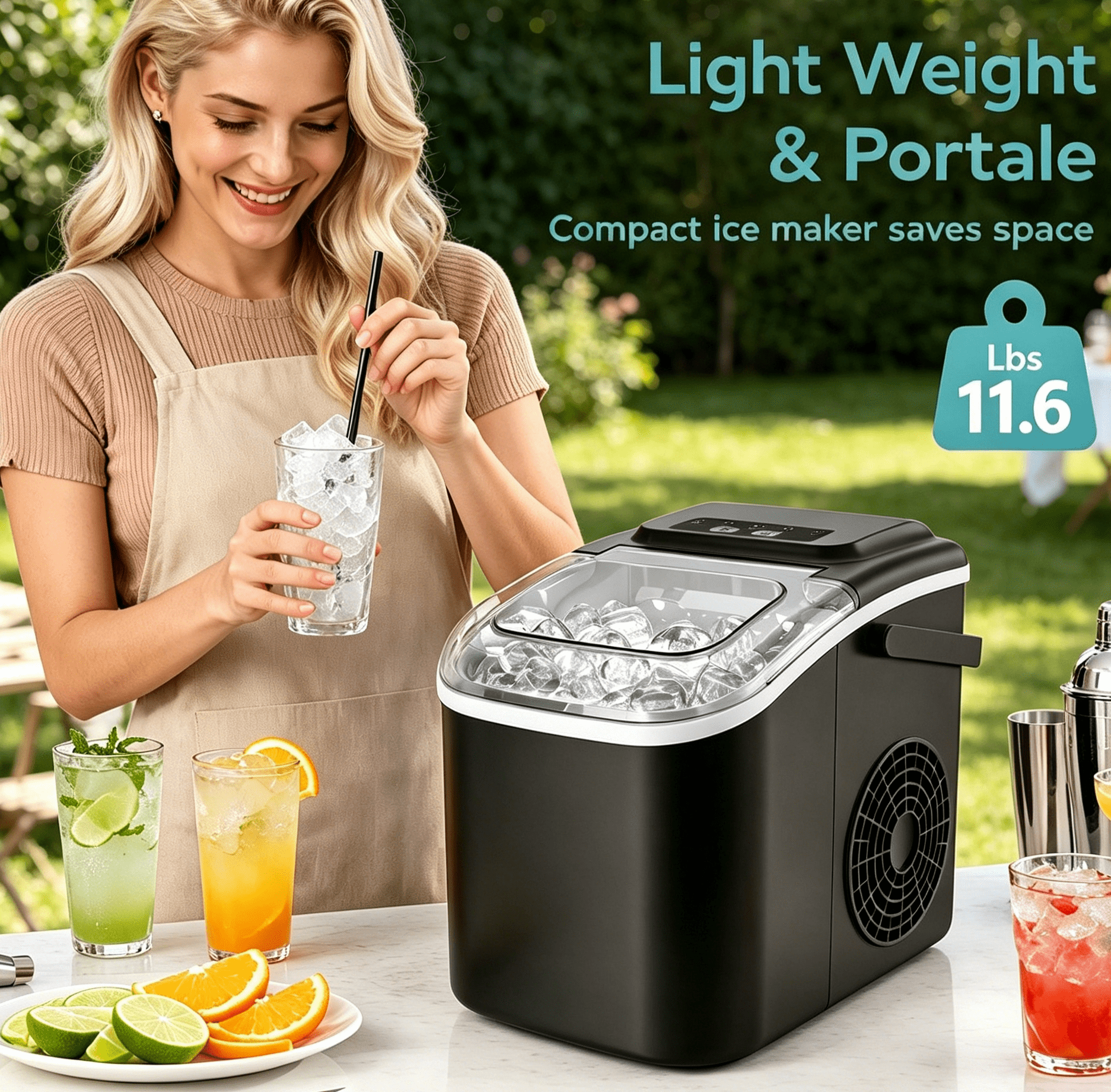 26 Lbs. Daily Production Bullet Clear Ice Portable Ice Maker  With Handle,Self-Cleaning