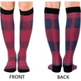 thumbnail image 2 of FREEAMG Red Black Buffalo Plaid Compression Socks for Men & Women Knee High Stockings for Running, Sport, Hiking & Travel, 2 of 7