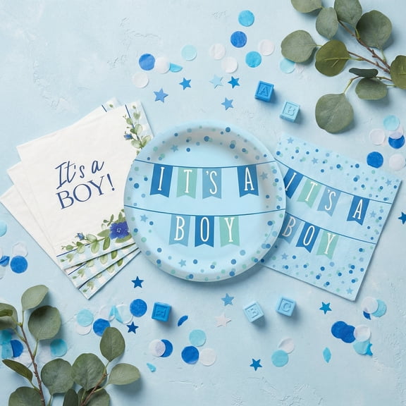 Amscan It's a Boy Plates and Napkins Set Disposable 40 Pieces